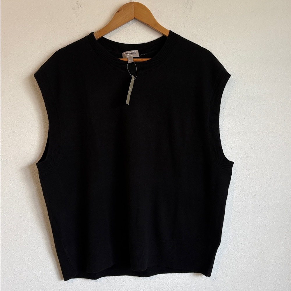 J Crew Cashmere relaxed sweater-vest XL Black - Picture 2 of 6